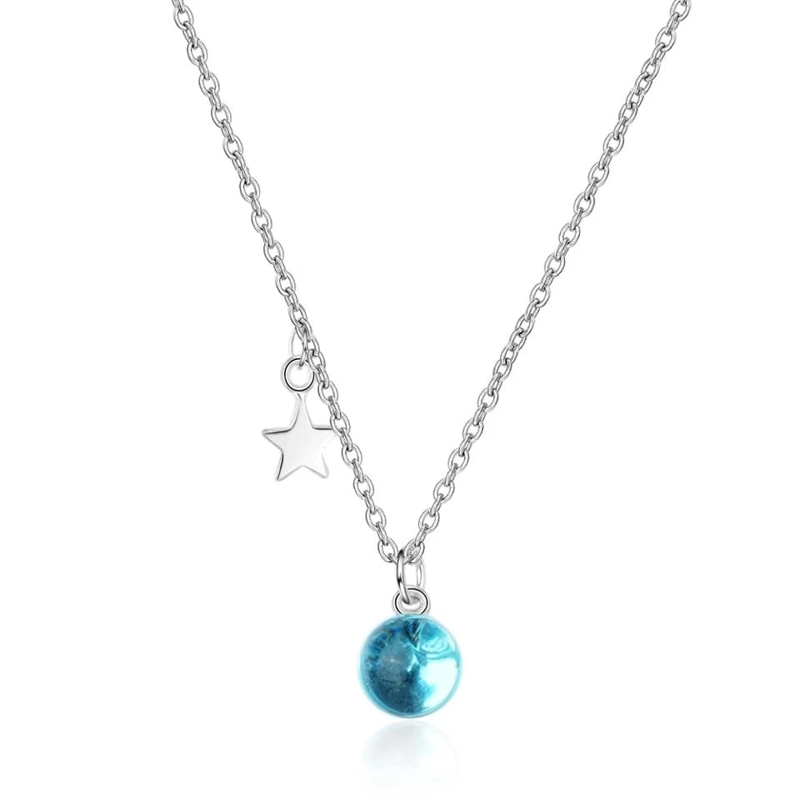 COLLAR TODOJOYAS ENCHAPADO EN PLATA COLGANTE PLANETA Y ESTRELLA PLATEADO - 1