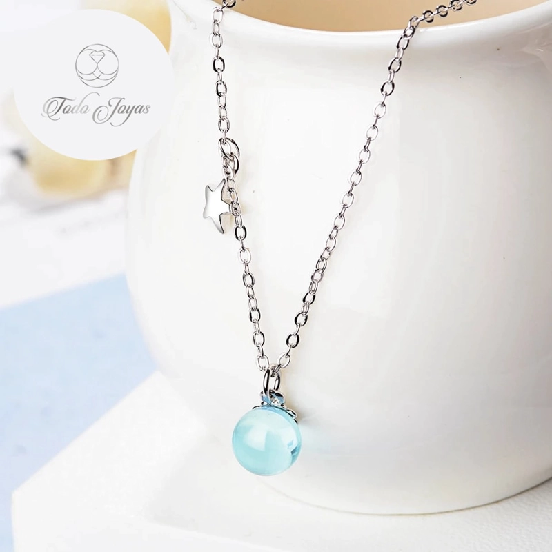 COLLAR TODOJOYAS ENCHAPADO EN PLATA COLGANTE PLANETA Y ESTRELLA PLATEADO - 3