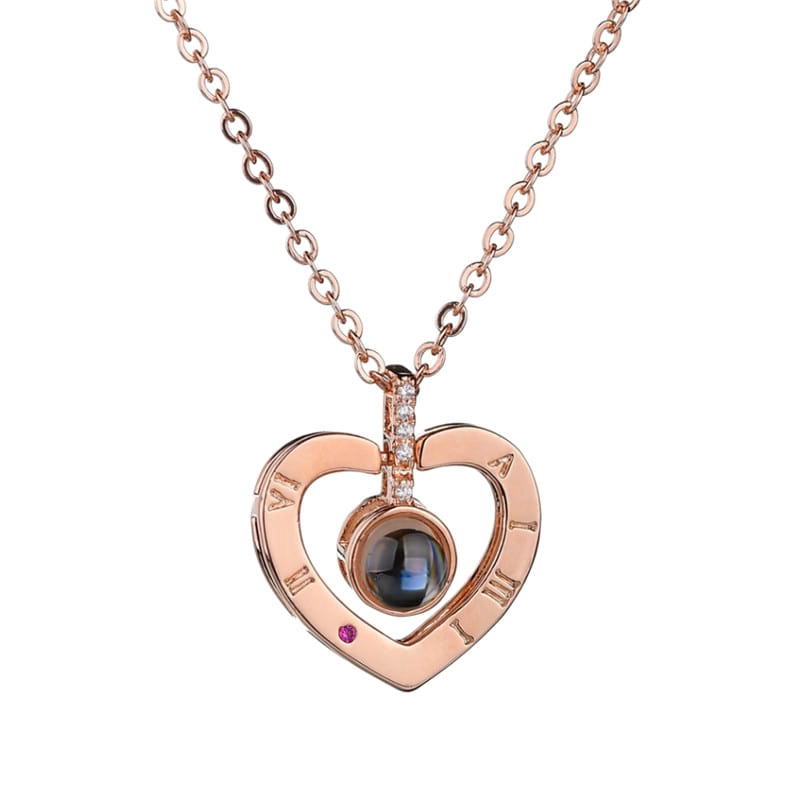 COLLAR TODOJOYAS ENCHAPADO EN PLATA CORAZON TE AMO EN 100 IDIOMAS DORADO - 1