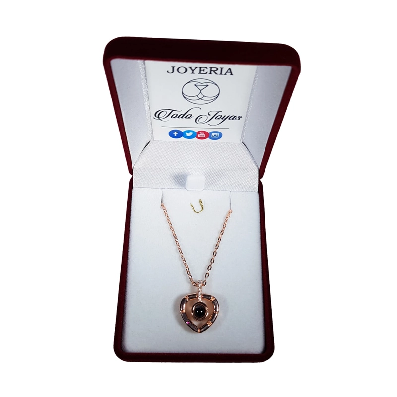 COLLAR TODOJOYAS ENCHAPADO EN PLATA CORAZON TE AMO EN 100 IDIOMAS DORADO - 2
