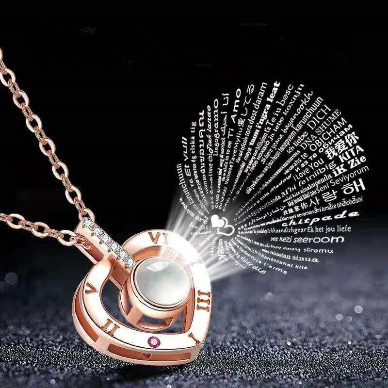 COLLAR TODOJOYAS ENCHAPADO EN PLATA CORAZON TE AMO EN 100 IDIOMAS DORADO - 3