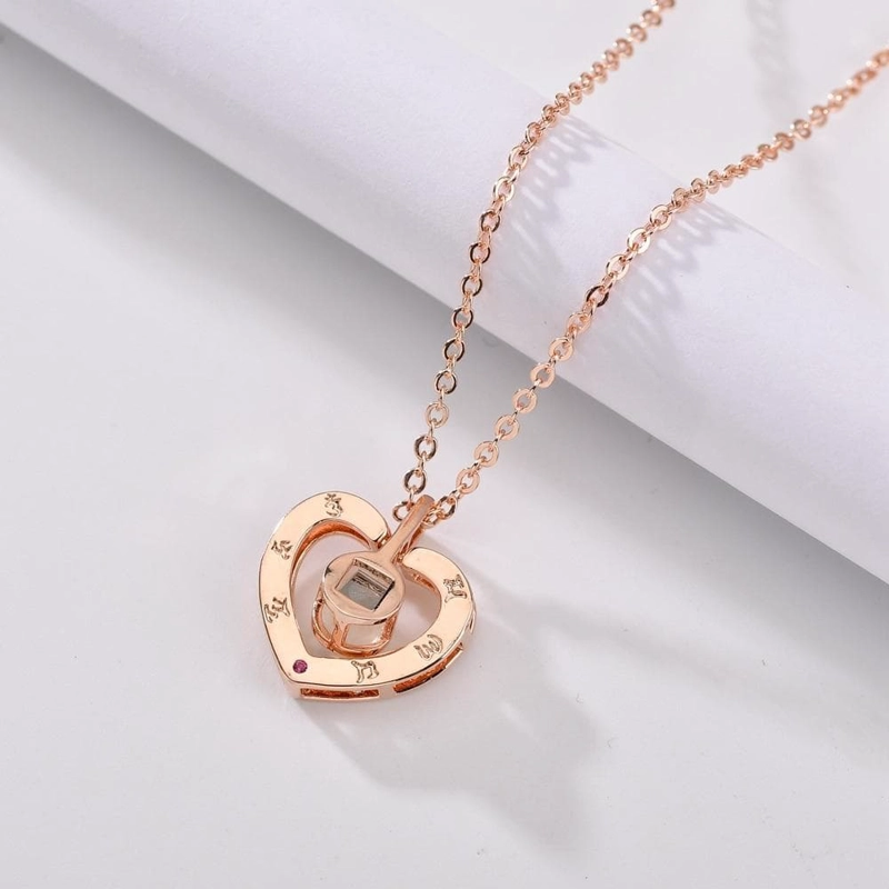 COLLAR TODOJOYAS ENCHAPADO EN PLATA CORAZON TE AMO EN 100 IDIOMAS DORADO - 5