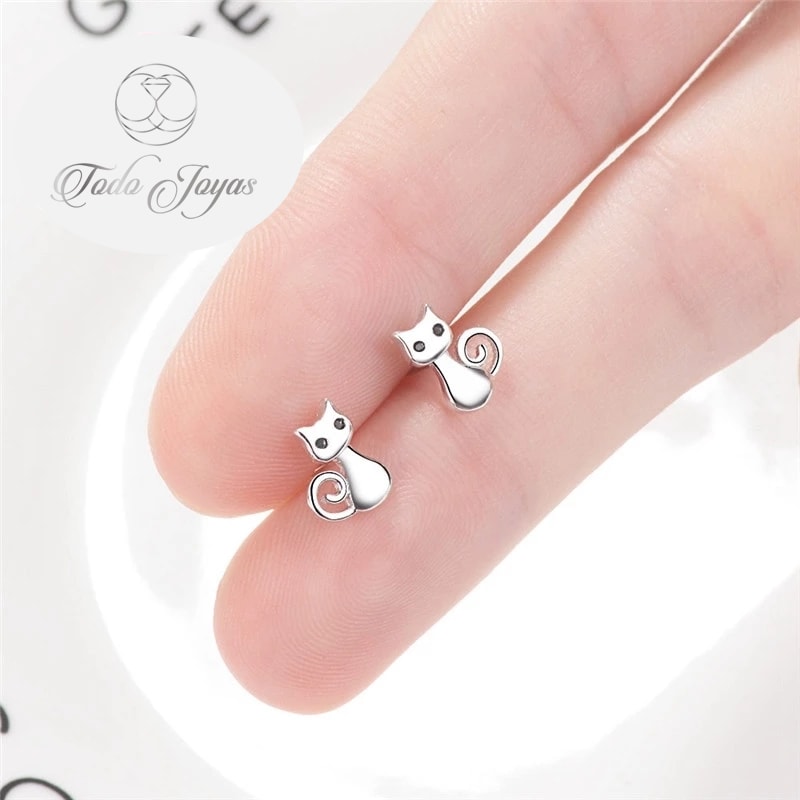AROS TODOJOYAS DE GATITOS PLATEADO PLATA - 3