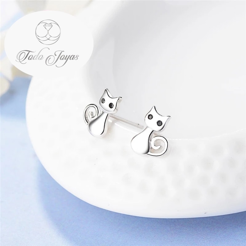 AROS TODOJOYAS DE GATITOS PLATEADO PLATA - 6