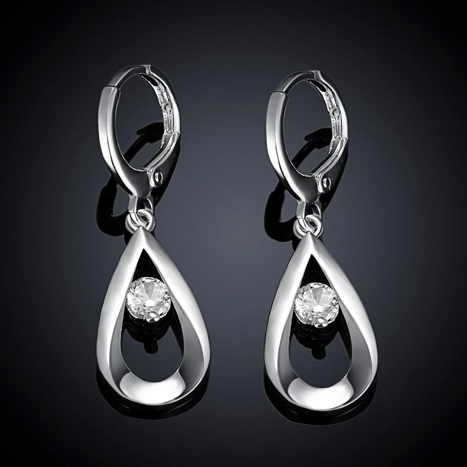 AROS TODOJOYAS DE GOTAS CIRCON BLANCO PLATEADO PLATA - 4