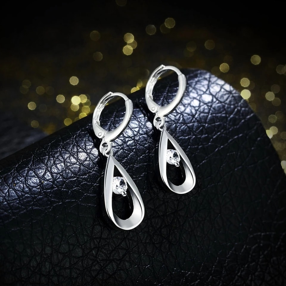 AROS TODOJOYAS DE GOTAS CIRCON BLANCO PLATEADO PLATA - 5