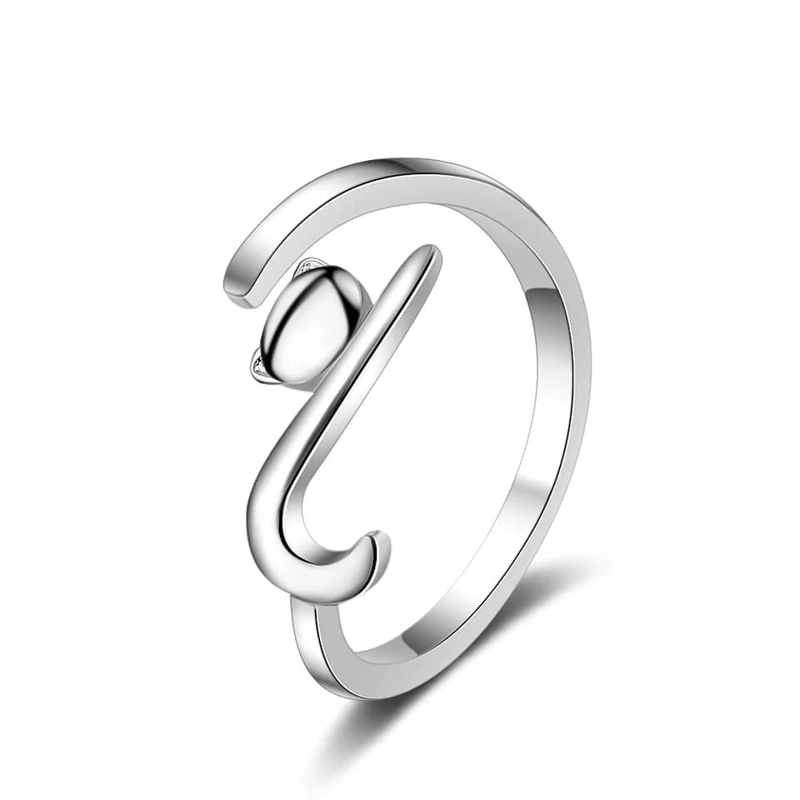 ANILLO TODOJOYAS FORMA DE GATO PLATEADO - 1