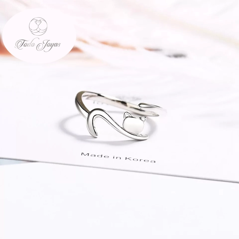 ANILLO TODOJOYAS FORMA DE GATO PLATEADO - 5
