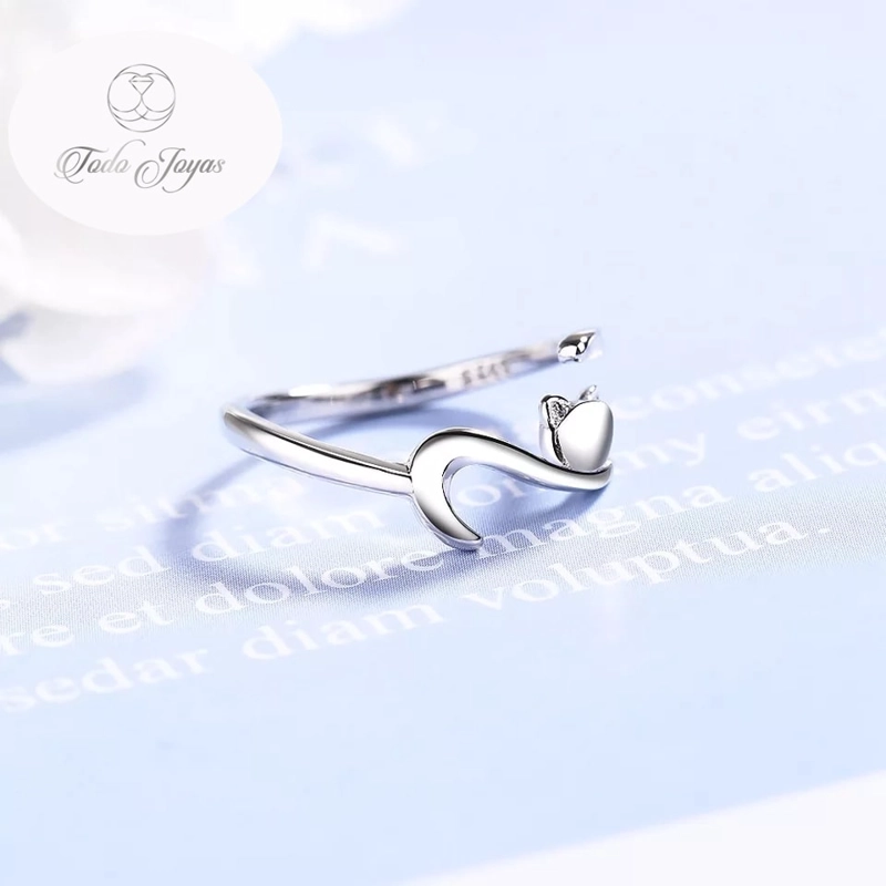 ANILLO TODOJOYAS FORMA DE GATO PLATEADO - 6