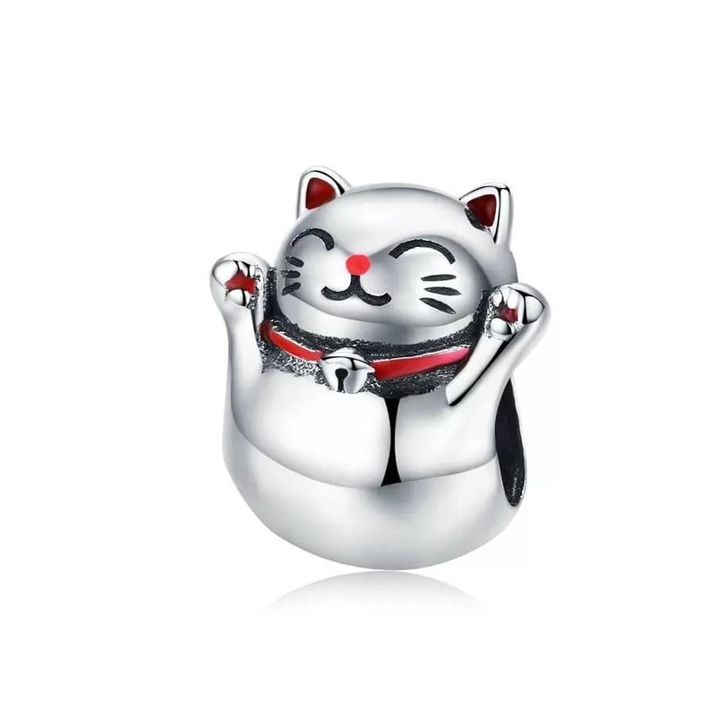 CHARM DIJE PLATA 925 GATO MANEKI NEKO - 1