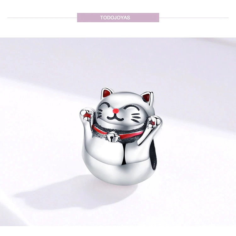 CHARM DIJE PLATA 925 GATO MANEKI NEKO - 3
