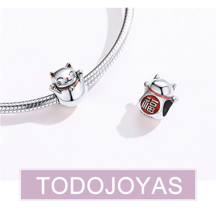 CHARM DIJE PLATA 925 GATO MANEKI NEKO - 4