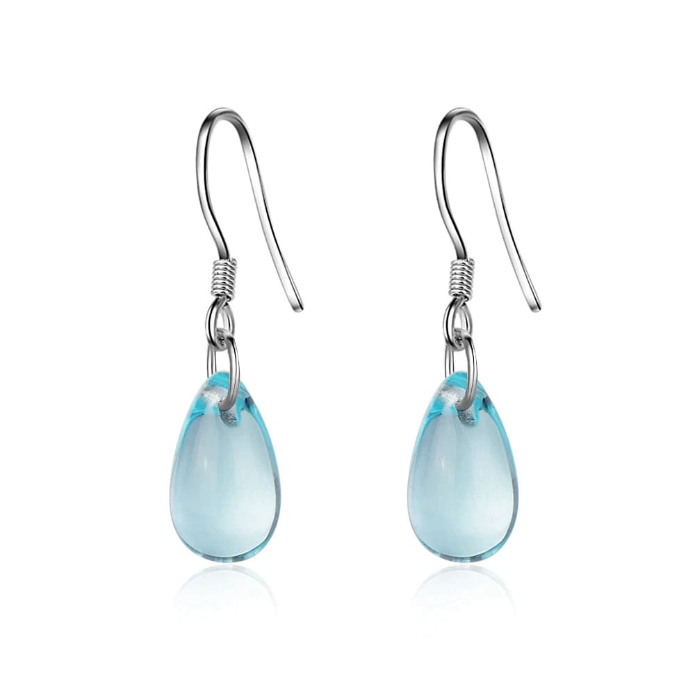 AROS TODOJOYAS GOTA CRISTAL CELESTE COLGANTE PLATA - 1