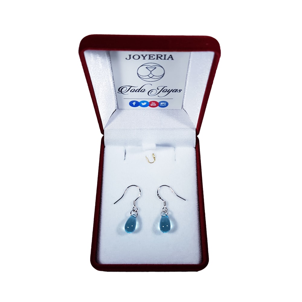 AROS TODOJOYAS GOTA CRISTAL CELESTE COLGANTE PLATA - 2