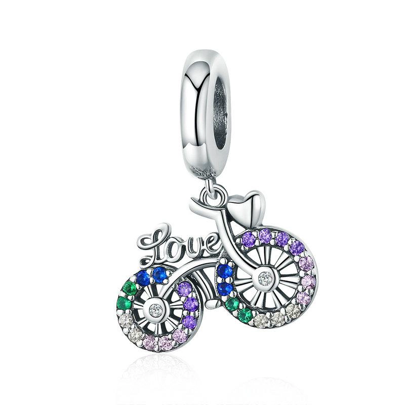 CHARM PLATA 925 BICICLETA LOVE COLORES - 1