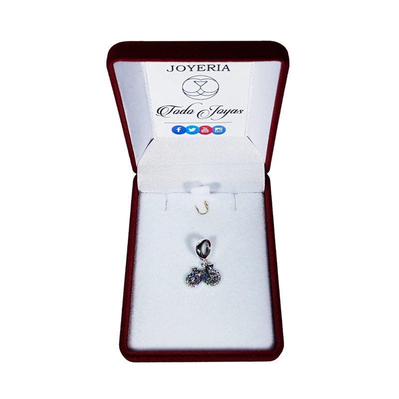 CHARM PLATA 925 BICICLETA LOVE COLORES - 2