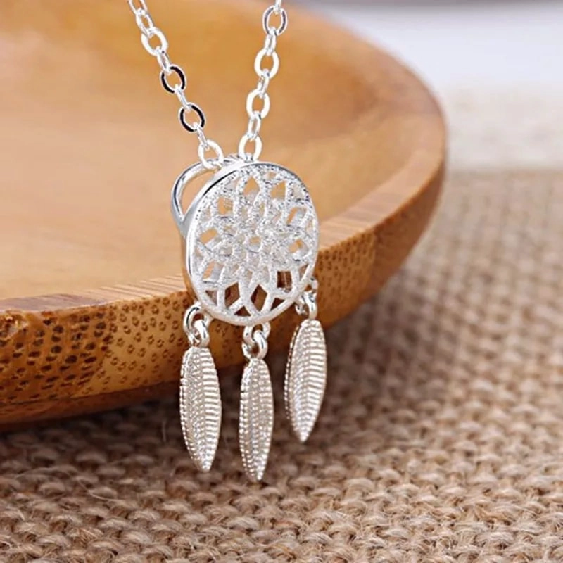 COLLAR TODOJOYAS ENCHAPADO EN PLATA COLGANTE ATRAPA SUEÑOS PLATEADO - 5