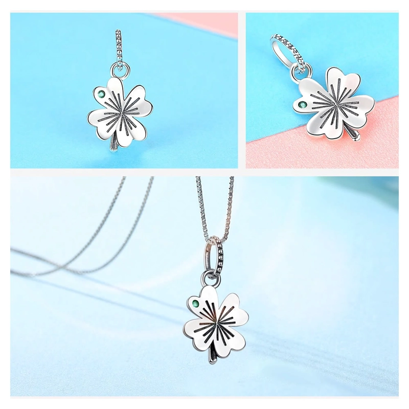 CHARM DIJE PLATA 925 TREBOL PLATEADO CIRCON - 4
