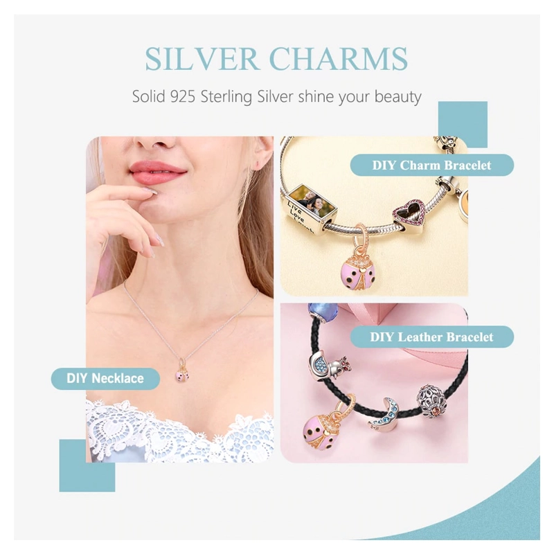 CHARM DIJE PLATA 925 MARIQUITA ROSE GOLD - 4