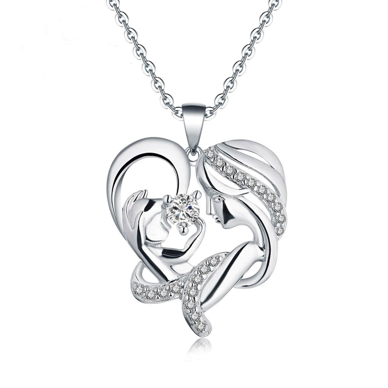 COLLAR TODOJOYAS ENCHAPADO EN PLATA MAMA Y BEBE AMOR MADRE PLATEADO - 1