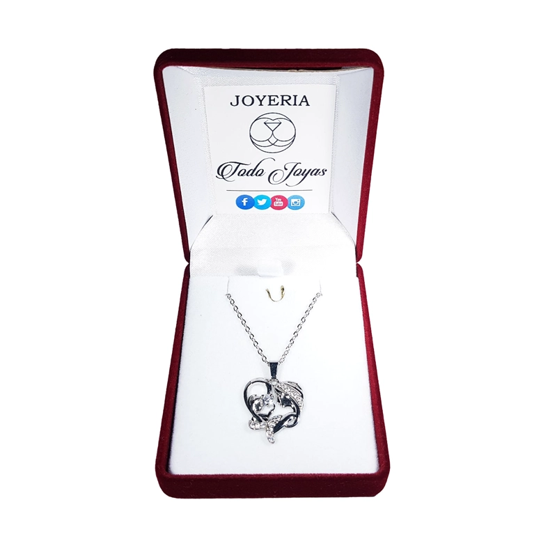 COLLAR TODOJOYAS ENCHAPADO EN PLATA MAMA Y BEBE AMOR MADRE PLATEADO - 2