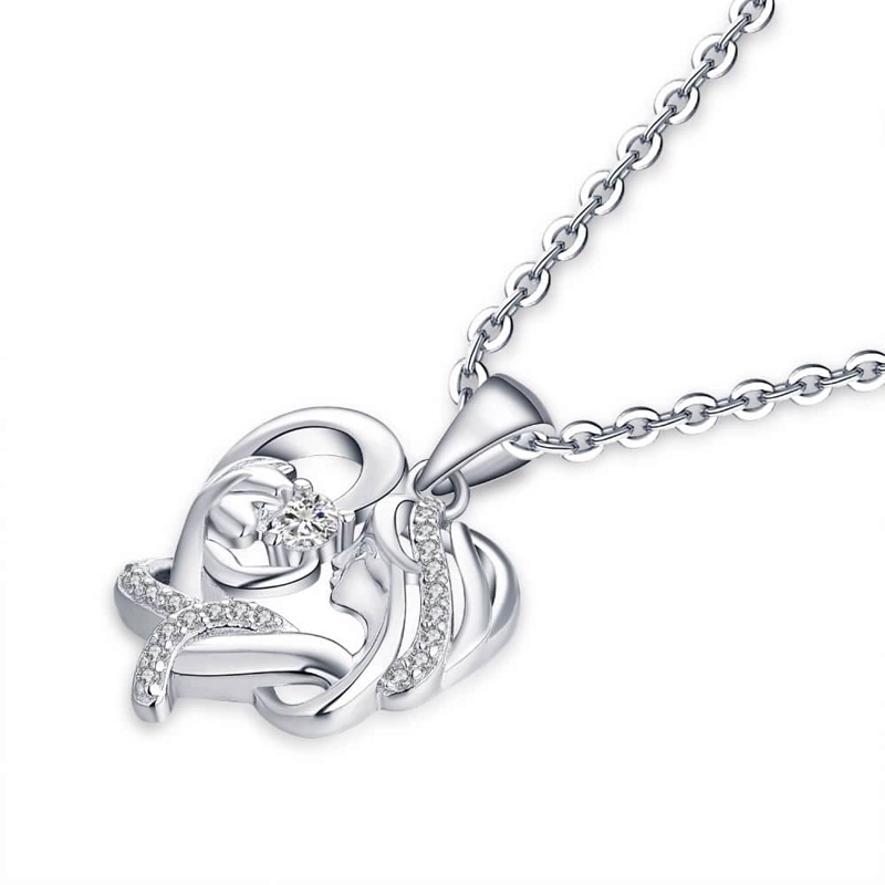 COLLAR TODOJOYAS ENCHAPADO EN PLATA MAMA Y BEBE AMOR MADRE PLATEADO - 3