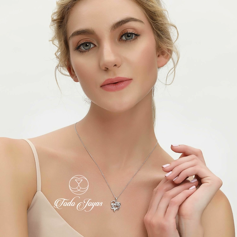 COLLAR TODOJOYAS ENCHAPADO EN PLATA MAMA Y BEBE AMOR MADRE PLATEADO - 4