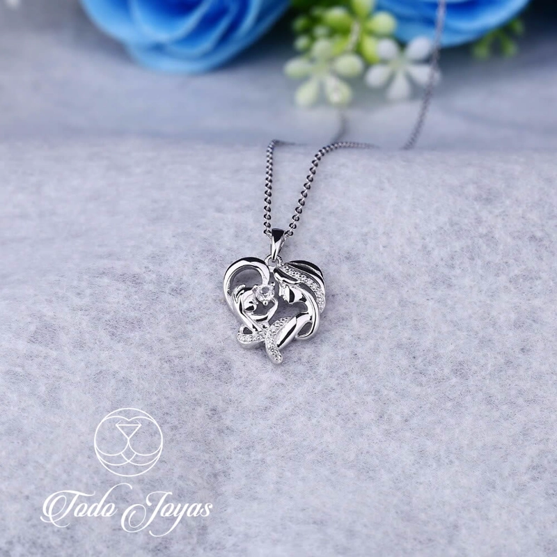 COLLAR TODOJOYAS ENCHAPADO EN PLATA MAMA Y BEBE AMOR MADRE PLATEADO - 6