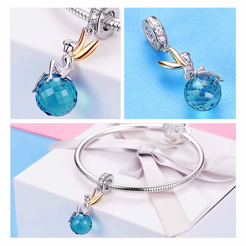 CHARM DIJE PLATA 925 HADA SOBRE BOLA - 3