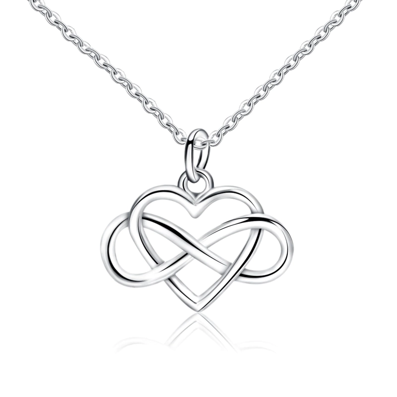 COLLAR TODOJOYAS ENCHAPADO EN PLATA CORAZON INFINITO AMOR PLATEADO - 1