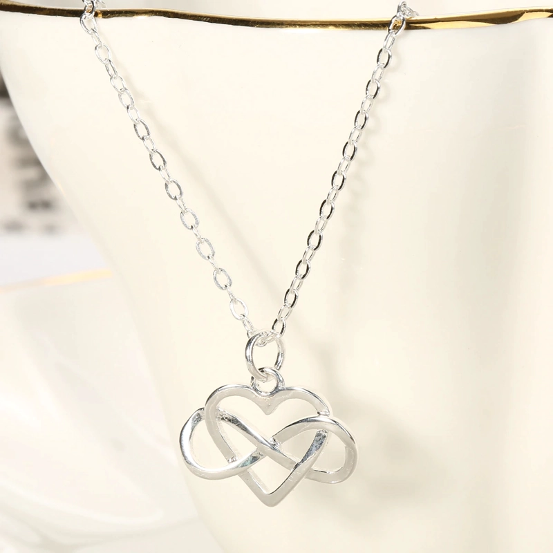 COLLAR TODOJOYAS ENCHAPADO EN PLATA CORAZON INFINITO AMOR PLATEADO - 4