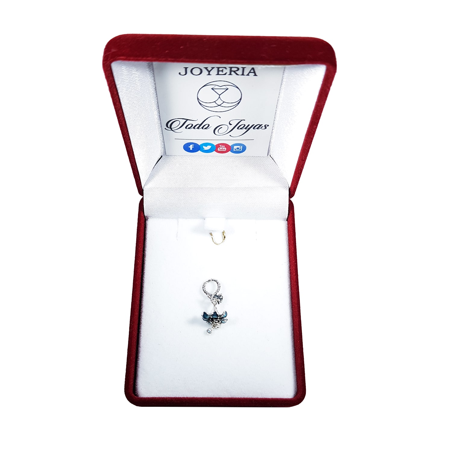 CHARM DIJE PLATA 925 FLOR AZUL - 2
