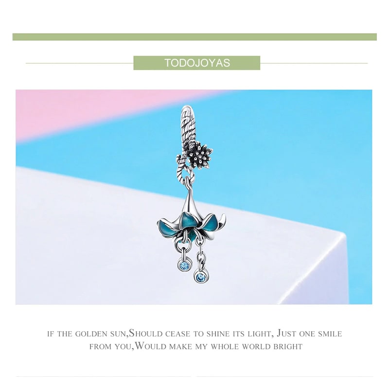 CHARM DIJE PLATA 925 FLOR AZUL - 6