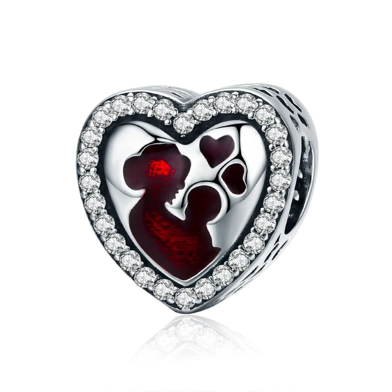 CHARM DIJE PLATA 925 CORAZON MAMA HIJO - 1