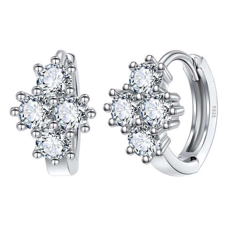 AROS TODOJOYAS FLOR CIRCONES PLATEADO PLATA - 1