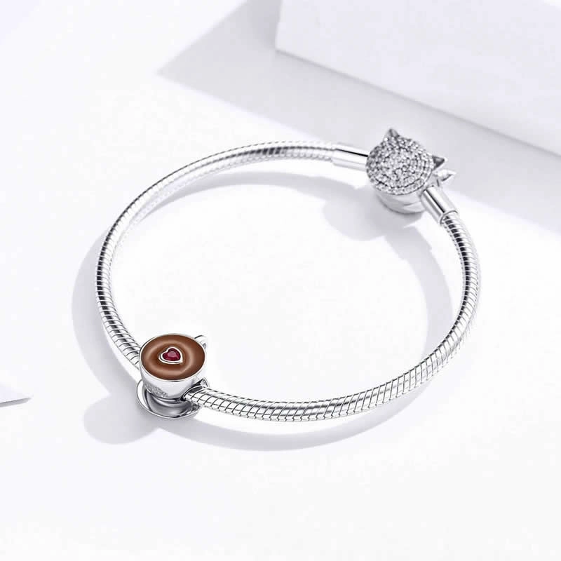 CHARM DIJE PLATA 925 TAZA DE EN COLOR CAFE - 4
