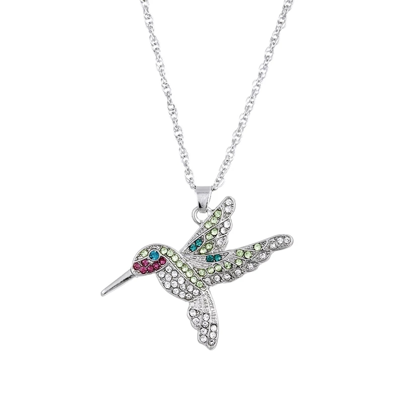 COLLAR TODOJOYAS ENCHAPADO EN PLATA COLGANTE COLIBRI CON CIRCONES PLATEADO - 1