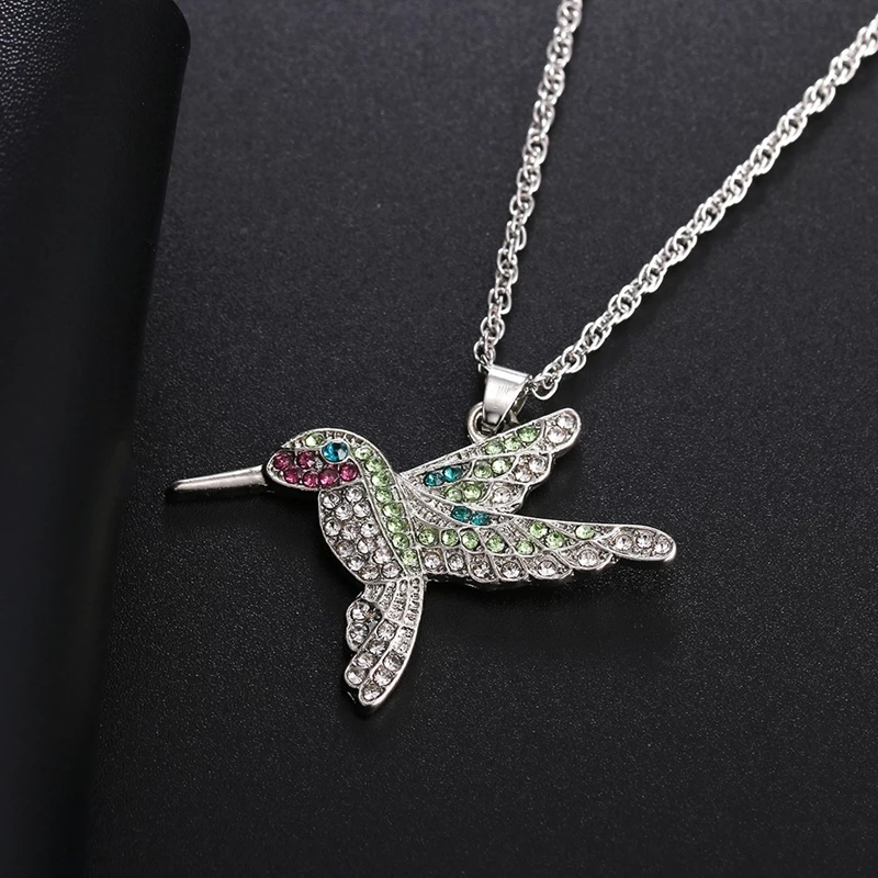 COLLAR TODOJOYAS ENCHAPADO EN PLATA COLGANTE COLIBRI CON CIRCONES PLATEADO - 3