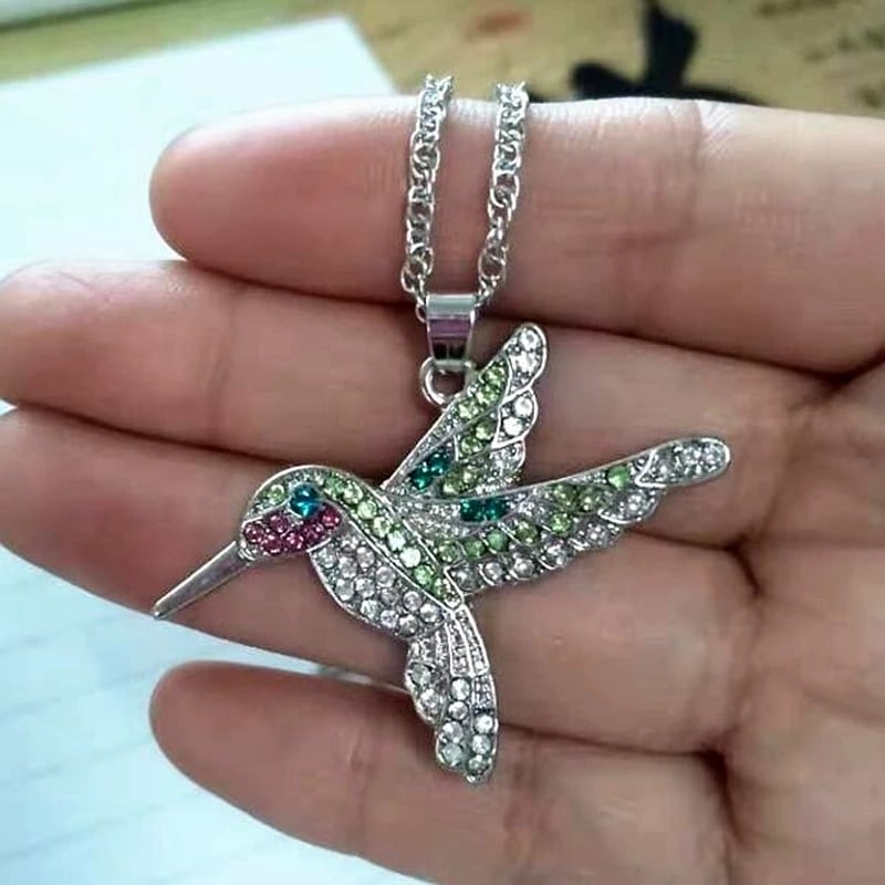COLLAR TODOJOYAS ENCHAPADO EN PLATA COLGANTE COLIBRI CON CIRCONES PLATEADO - 4