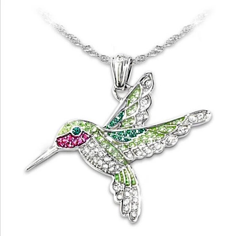 COLLAR TODOJOYAS ENCHAPADO EN PLATA COLGANTE COLIBRI CON CIRCONES PLATEADO - 6