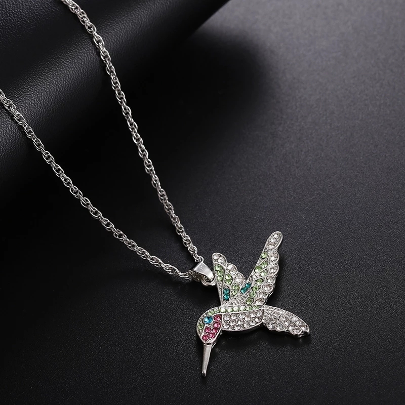 COLLAR TODOJOYAS ENCHAPADO EN PLATA COLGANTE COLIBRI CON CIRCONES PLATEADO - 7