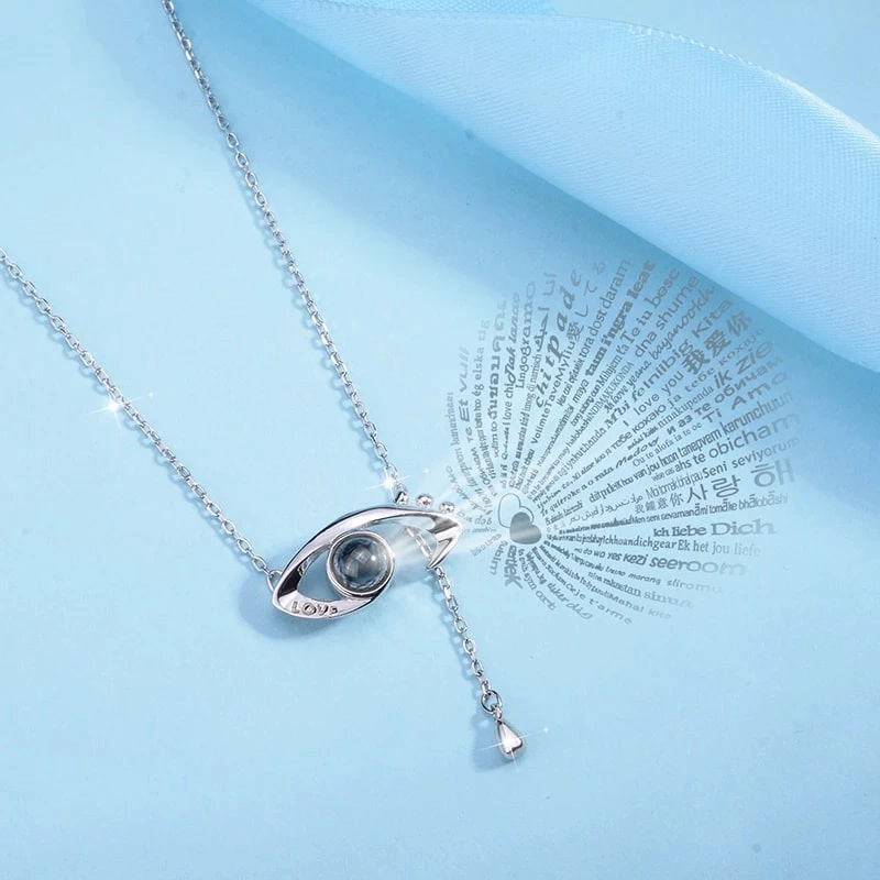 COLLAR TODOJOYAS ENCHAPADO EN PLATA OJO TE AMO EN 100 IDIOMAS PLATEADO - 3