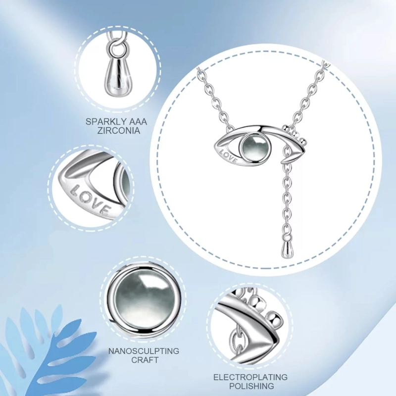 COLLAR TODOJOYAS ENCHAPADO EN PLATA OJO TE AMO EN 100 IDIOMAS PLATEADO - 6