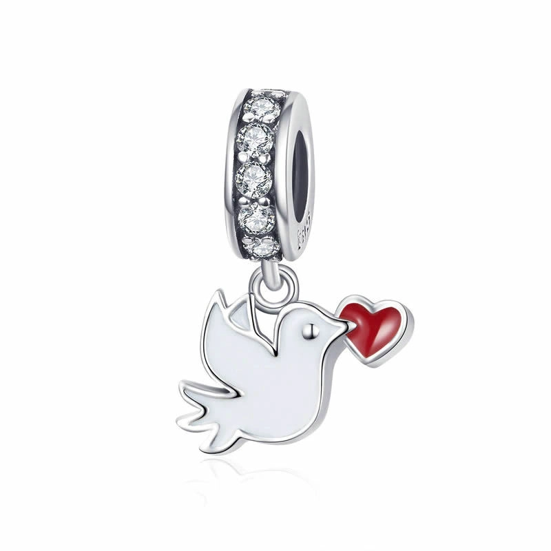 CHARM DIJE PLATA 925 PALOMA EN COLOR BLANCO - 1
