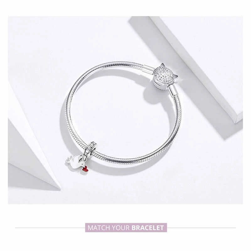 CHARM DIJE PLATA 925 PALOMA EN COLOR BLANCO - 4
