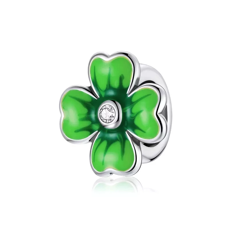 CHARM DIJE PLATA 925 TREBOL VERDE 688 - 1