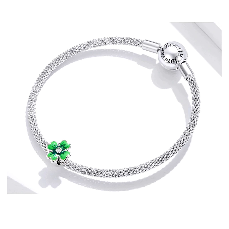 CHARM DIJE PLATA 925 TREBOL VERDE 688 - 2