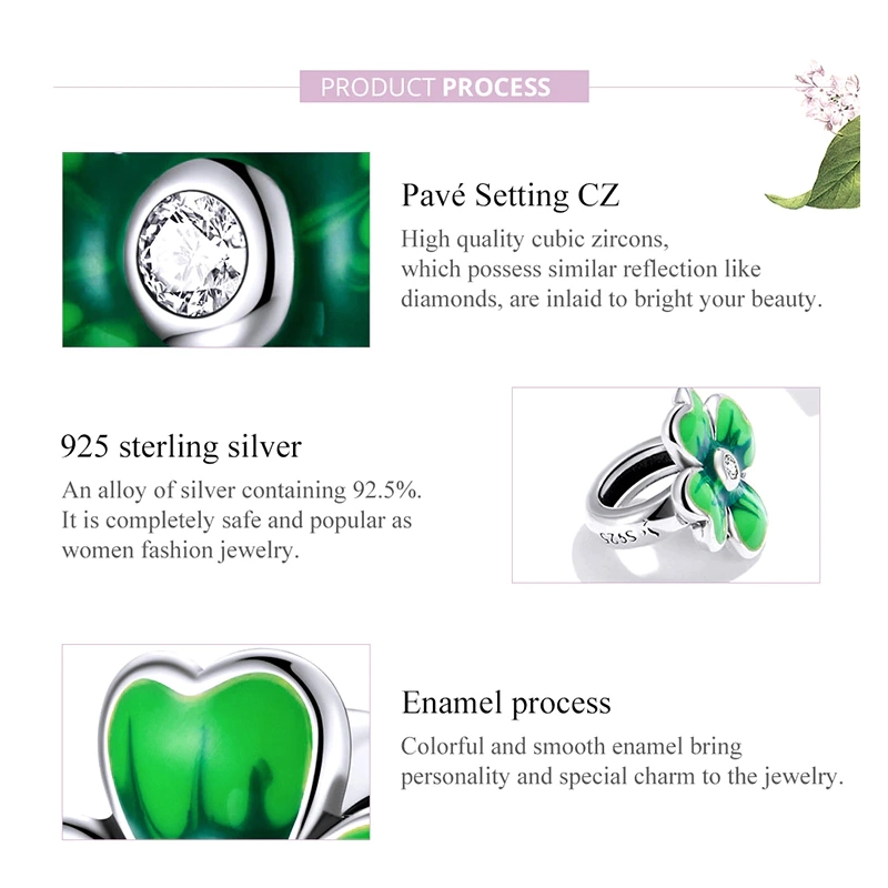 CHARM DIJE PLATA 925 TREBOL VERDE 688 - 3