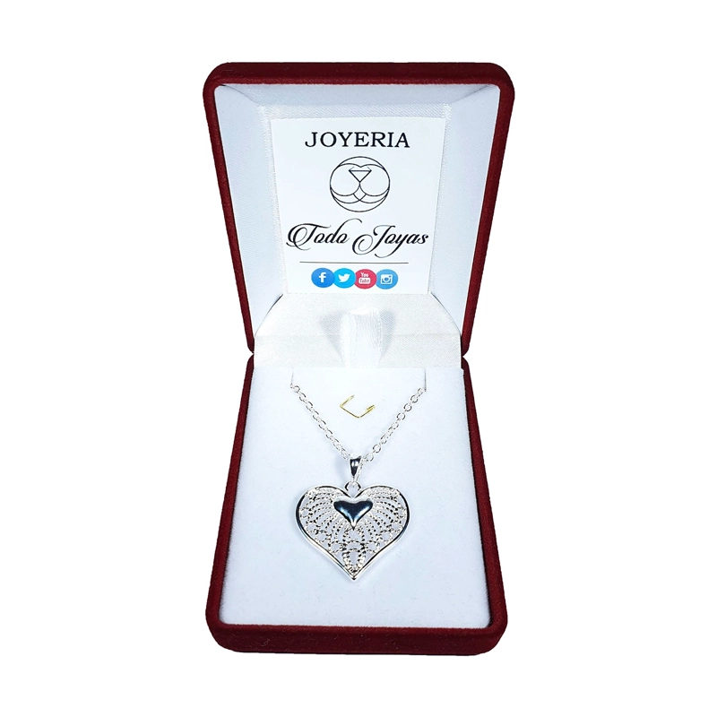 COLLAR TODOJOYAS ENCHAPADO EN PLATA COLGANTE CORAZON CADENAS PLATEADO - 2