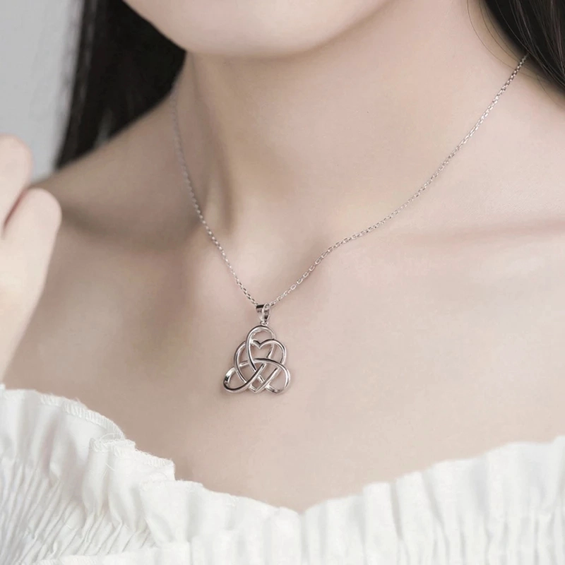 COLLAR TODOJOYAS ENCHAPADO EN PLATA CORAZON NUDO CELTA PLATEADO - 3